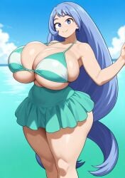 ai_generated bathing_suit beach bikini blue_hair hadou_nejire large_breasts long_hair my_hero_academia nejire_hado schoolgirl solo solo_focus