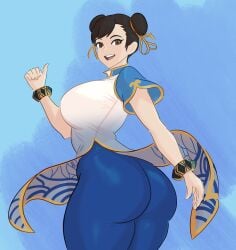 1girls asian chun-li looking_back rodgewp street_fighter street_fighter_6 thick_thighs