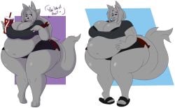 bbw big_ass big_breasts bubble_butt canine cleavage dewwydarts dewwydartz female furry huge_ass huge_breasts may_(dewwydartz) overweight overweight_female tagme thick_thighs wide_hips wolf