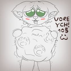 :3 ahe_gao belly big_belly blush blush blush_lines commission drooling eating fat feline feline fluffy fluffy_ears fur furry green_eyes huge huge_belly hyper hyper_belly line_art maw motion_lines mouse mouth open_mouth paw paws pleasure_face predator/prey size_difference sweat text vore vore_belly wet willing_pred willing_prey willing_vore ych ych_(character) your_character_here