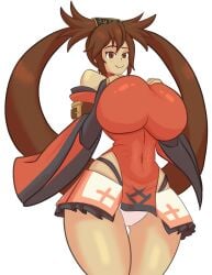 1girls asian guilty_gear kuradoberi_jam looking_at_viewer rodgewp smile thick_thighs wide_hips