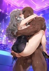 ai_generated axiah big_ass big_breasts club dark-skinned_male futaba_rio glasses seishun_buta_yarou_wa_bunny_girl_senpai_no_yume_wo_minai