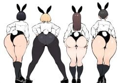 4girls ai_generated ass ass_focus back back_view big_ass bunny_ears bunny_tail mullon multiple_girls novelai original standing