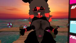 black_body bonfie breasts bunny lagomorph nude_female ocean solo_female sunset vrchat