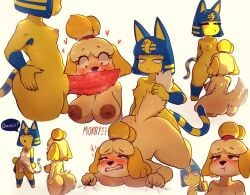 1futa 1girls animal_crossing ankha ankha_(animal_crossing) anthro blowjob doggy_style dominant_female domination female female_on_bottom furry furry_female furry_only futa_on_female futa_on_top futadom futanari isabelle_(animal_crossing) nintendo oral_sex submissive submissive_female