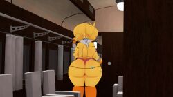 chiku clothing five_nights_at_freddy's pervert pink_panties public_transportation solo_female thick_ass toy_chica_(fnaf) train viewed_from_behind vrchat