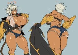 1girls areolae bathsalts1 blazblue bullet_(blazblue) dark-skinned_female nipples tagme thick_thighs