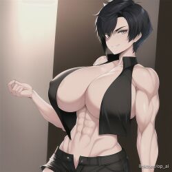 ai_generated huge_breasts op_ai short_hair tomboy