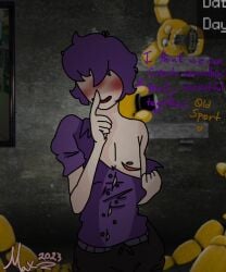 button_down_shirt dave_miller_(dayshift_at_freddy's) dayshift_at_freddy's dsaf english_text mastectomy_scar text