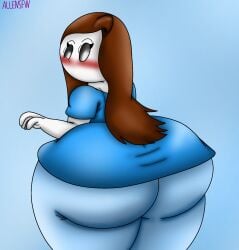 1girls allensfw big_ass blush blushing_at_viewer bubble_butt fat_ass let_me_explain_studios looking_at_viewer looking_back rebecca_parham thick_thighs wide_hips youtuber