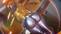 1girls 3d 3d_(artwork) ass ass_focus atomic_heart big_ass big_butt butt curvy female female_only from_behind glowing jacket left_(atomic_heart) robot robot_girl shiny solo solo_female sonicfreak the_twins_(atomic_heart) thick_thighs thighs