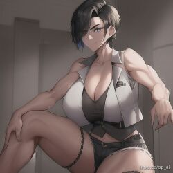 ai_generated huge_breasts op_ai short_hair tomboy