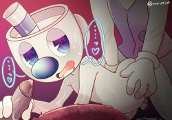 anal_sex crying cuphead_(game) heart_eyes king_dice male_pregnancy mpreg mug mugman pregnant pregnant_male pregnant_sex rape sweating the_devil_(cuphead) threesome