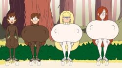 1boy 3girls aged_up background beige_bodysuit big_balls big_breasts blonde_hair bodysuit breasts brother brother_and_sister brown_bodysuit brown_hair bushes cursed cursed_image dipper_pines earrings forest freckles gigantic_breasts ginger_hair gravity_falls huge_breasts huge_testicles hyper hyper_breasts hyper_penis ilpanza impossible_clothes latex latex_suit light-skinned light-skinned_female light-skinned_male long_penis looking_at_viewer mabel_pines nipples orange_hair pacifica_northwest pale-skinned_female pale_skin penis platform_footwear platform_heels sister smooth_skin standing testicles trees twins wendy_corduroy what