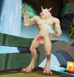 anthro blizzard_entertainment canid hi_res knot magic male mammal nude perromalo smile solo warcraft were werecanid worgen world_of_warcraft