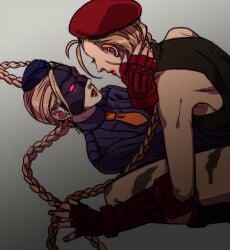 2girls blonde_hair cammy_white clone clonecest cowgirl_position decapre elina_kuroe_no_daarin female female/female female_only females_only incest mask multiple_girls sisters straddling street_fighter street_fighter_iv twin_braids yuri