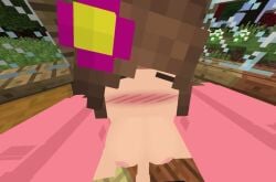 1boy 1girls 3d animated blue_eyes boobjob brown_hair cum cum_in_mouth cum_inside flower_in_hair horny_female human_female humanoid jenny_belle_(slipperyt) mine-imator minecraft outside schnurritv sound tagme video