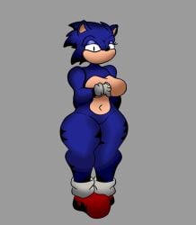 anthro bananaganza bananzaganza big_breasts blue_fur exe_(revie) eyelashes eyes_half_open female friday_night_funkin massive_ass no_mouth no_nipples red_shoes socks sonic.exe_(series)