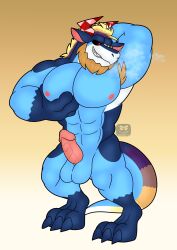 1boy 2023 absurd_res anthro armpit_hair armpit_sniffing balls beard black_sclera blue_body body_hair crystal crystal_horn dragon erceus facial_hair genitals heterochromia hi_res lumus_king male male_only mane multicolored_body muscular muscular_anthro muscular_male musk musk_clouds nipples nokucroc nude pec_grab pecs penis possession pseudo_horn raised_arm red_eyes ridged_penis sniffing solo teryx_commodore yellow_eyes