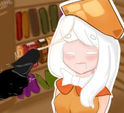 1girls bookshelf cookie_run cream_puff_cookie jjong long_hair tagme white_hair