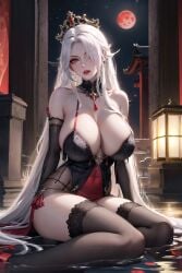 1girls ai_generated curvy curvy_body curvy_female curvy_figure female_focus female_only hi_res high_resolution legwear lingerie long_hair milf moonlight red_moon seductive_look stable_diffusion vampire vampire_girl voluptuous white_hair