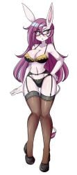 anthro breasts cachi_(lucyfercomic) cleavage donkey female female_focus female_only furry lingerie lucyfercomic original original_character purple_hair