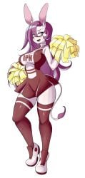 anthro breasts cachi_(lucyfercomic) cheerleader_uniform college donkey female female_focus female_only furry glasses lucyfercomic original original_character purple_eyes purple_hair skirt thighs