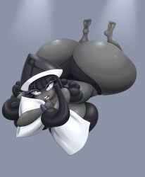 1girls anthro anthro_only big_ass big_breasts big_butt female female_only goth huge_ass humanoid large_ass large_breasts looking_at_viewer luditima lying_down pokémon_(species) pokemon shiny_pokémon shiny_pokemon solo tapu_lele