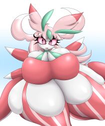 breasts_bigger_than_head gigantic_breasts luditima lurantis pokémon_(species) pokemon thick_thighs