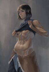 1girls abs artist_request avatar_legends dark-skinned_female dark_skin female female_only fit fit_female hwordin korra solo the_avatar the_legend_of_korra water_tribe