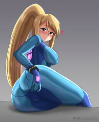 asking_for_it butt canadiananiguy female female_only flirting implied_invitation inviting metroid nintendo samus_aran sideboob solo tagme zero_suit zero_suit_samus