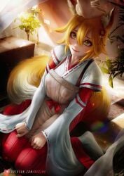 3rd_party_edit axsens edit female kitsune_with_glasses(editor) see-through see-through_clothing senko_(sewayaki_kitsune_no_senko-san)