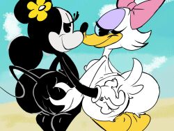 2d anthro ass black-skinned_female black_skin breasts daisy_duck disney etching175 furry mickey_mouse_shorts minnie_mouse nude tagme