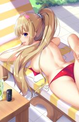 bathing blonde_hair blue_eyes bra classroom_of_the_elite feet karuizawa_kei red_lingerie red_swimsuit swimsuit swimsuit_aside swimsuits swimwear youkoso_jitsuryoku_shijou_shugi_no_kyoushitsu_e