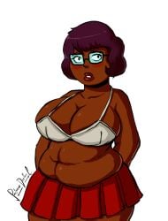 1girls bbw belly big_belly big_breasts bra breasts cleavage fat female overweight partially_clothed professordoctorc scooby-doo skirt solo velma_(series) velma_dinkley velma_dinkley_(velma)