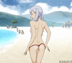 anaxus ass back_view backboob beach black_clover noelle_silva nude panties_pull panties_pulled_down rear_view solo solo_female solo_focus standing thong thong_only