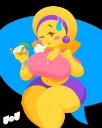 1girls 2d big_breasts blush blush_stickers breasts cleavage clothing emoji_(race) emoji_milf emojifam_(sssir8) female female_only jjoyplus midriff mob_face no_outlines solo solo_female tagme thick_thighs wide_hips yellow-skinned_female yellow_skin