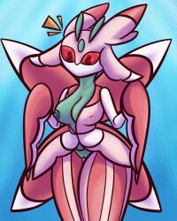 1girls antennae antennae_(anatomy) anthro anthrofied arthropod_humanoid bug_girl bug_wings claws dirtynamehere exposed_breasts exposed_nipples female generation_7_pokemon green_body lurantis mantis multicolored_body nintendo nipple_slip pink_clothing pokémon_(species) pokemon pokemon_(species) pokemon_sm pokephilia red_eyes shaded signature simple_background slim_waist striped_legwear thick_thighs wardrobe_malfunction wings