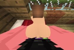 1boy 1girls 3d ambiguous_penetration animated blue_eyes brown_hair cum cum_inside doggy_style flower_in_hair horny_female human_female humanoid jenny_belle_(slipperyt) male_pov mine-imator minecraft outside patrick_star pov schnurritv sound tagme video