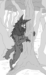 1girls 2023 anthro biped black_body black_fur black_hair black_nipples black_sclera bone breasts canid canine claws crotch_tuft digital_media_(artwork) digitigrade female finger_claws forest fur furry genitals greyscale hair hi_res long_hair mal0 malo mammal monochrome multi_nipple nipples nude_anthro nude_female outside plant pussy scp-1471 scp-1471-a scp_foundation skull skull_head solo standing tree tuft white_eyes yamabat yamagah