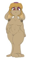 anthro big_breasts breasts brown_body dark_nipples female hair lagomorph lostnptr mammal nipples nude orange_hair portrait solo wide_hips