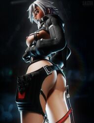 3d almost_naked amatornsfw female_only fortnite harness highwire_(fortnite) looking_at_viewer posing tagme white_hair