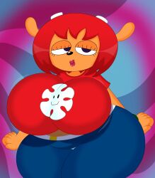 3barts big_breasts boobs breasts horns lammy_lamb lipstick orange_body orange_fur parappa_the_rapper red_hair red_shirt sheep sheep_ears sheep_girl sheep_horns sheep_humanoid sony_interactive_entertainment tagme um_jammer_lammy