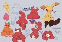 ass ball_with_hyper_features belly breasts chubby cum_in_ass fall_guys female gay hands-free horns hyper hyper_penis large_breasts luma male mario_(series) mimikyu moba_(artist) nipples penis pokemon rimming sex super_mario_galaxy