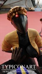 1boy 1girls 3d 3d_(artwork) ass atomic_heart big_ass big_breasts big_butt big_nipples black_skin blender blender_(software) blender_cycles breasts costume dark-skinned_male dark_skin duo female grabbing grabbing_breasts left_(atomic_heart) male male_pov naked_female robot robot_girl robot_humanoid self_upload slave slavegirl standing the_twins_(atomic_heart) typiconart