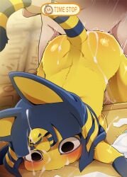 1boy 1girls 2023 animal_crossing animal_crossing_boy ankha ankha_(animal_crossing) anthro athletic_female blush bodily_fluids cum dagasi delayed_reaction digital_media_(artwork) duo english_text felid feline female genital_fluids hi_res human human_penetrating light-skinned_male male male/female mammal nintendo rape smaller_female solo_focus text time_stop villager_(animal_crossing)