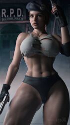 1girls 3d 3d_(artwork) abs ass beret big_ass big_breasts big_butt breasts breasts_out bubble_ass bubble_butt busty capcom casual cga3d curvaceous curvy curvy_female curvy_figure erotichris exposed_breasts female female_only firearm fit fit_female front_view handgun handwear headwear hourglass_figure huge_breasts human jill_valentine jill_valentine_(sasha_zotova) large_breasts legwear neckwear pale_skin patreon_username pawg resident_evil resident_evil_3 resident_evil_3_remake s.t.a.r.s solo tactical_gear tactical_nudity thick thick_ass thick_thighs thong torn_clothes torn_clothing torn_shirt twitter_username voluptuous voluptuous_female weapon wide_hips