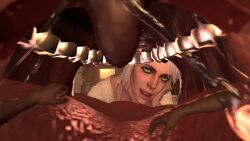 2girls 2girls1boy ciri female female_only giantess giantess_vore in_mouth looking_at_viewer mouth_open multiple_girls oral_vore quick_31 saliva shrunk the_witcher_(series) the_witcher_3:_wild_hunt tongue tongue_out unwilling_vore vore wet wet_mouth