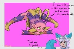 2girls chibi clothed dialogue fairy fox_ears io_(paladins) jack-o_pose paladins paladins_champions_of_the_realm perditi0 pointy_ears white_hair willo_(paladins)