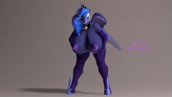 absurd_res anthro big_breasts blue_hair breasts equid equine feathered_wings feathers female friendship_is_magic hair hasbro hi_res horn horse ik_related mammal my_little_pony nipples nude pony princess_luna_(mlp) simple_background smile solo wings